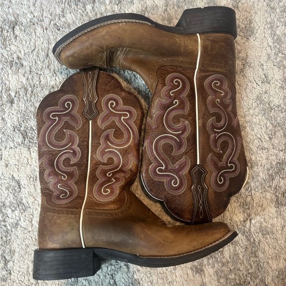 Ariat QuickDraw Brown Leather Western Boots Ladies Woman 7.5 Cowgirl Rodeo - Picture 3 of 12